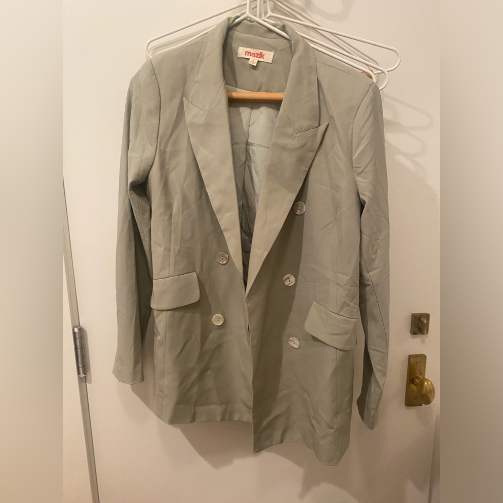 Mazik Double Breasted Gray Blazer - Size Small